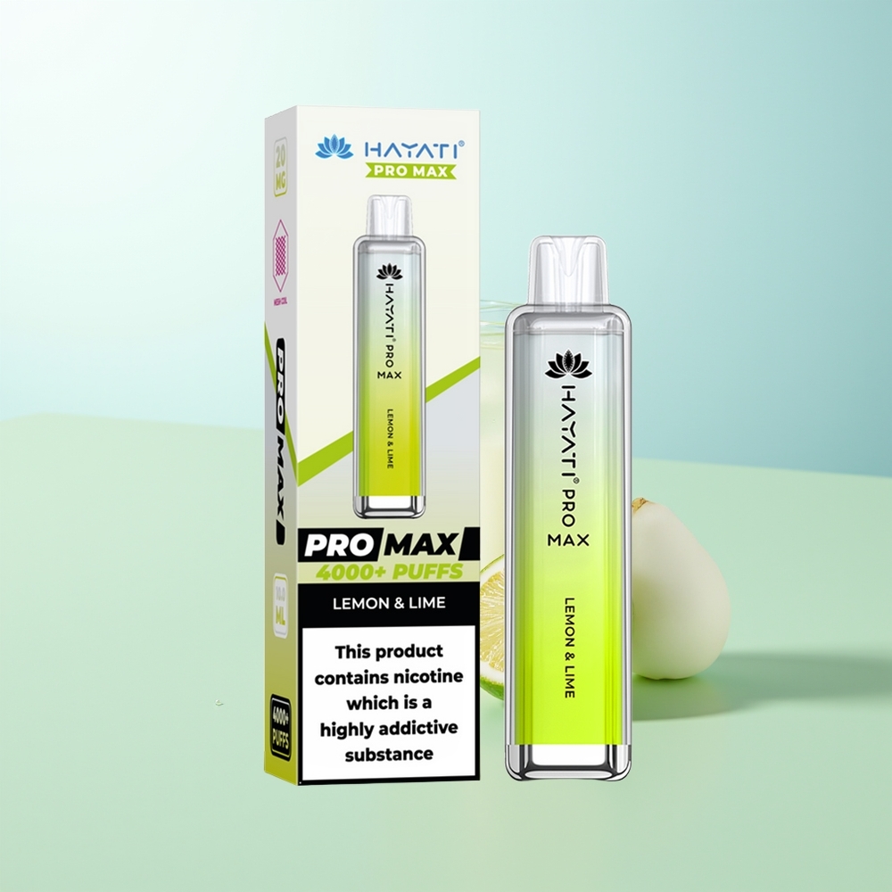 Hayati Pro Max 4000 Caladas Vape Desechable Limón y Lima Batería Recargable 1400mAh Dual Bobina Mesh 11 Ohm