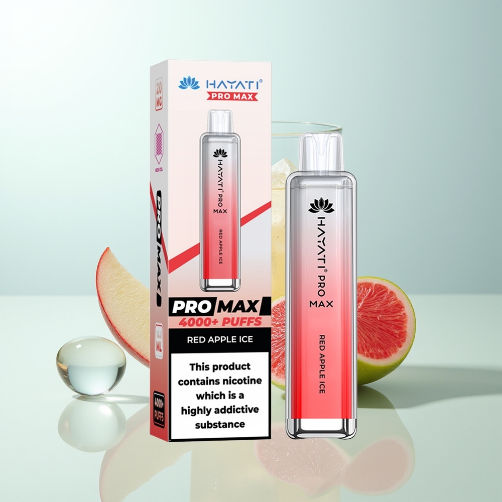 Hayati Pro Max 4000 Caladas Vape Desechable Manzana Roja Hielo Batería Recargable 1400mAh Dual 11 Ohm