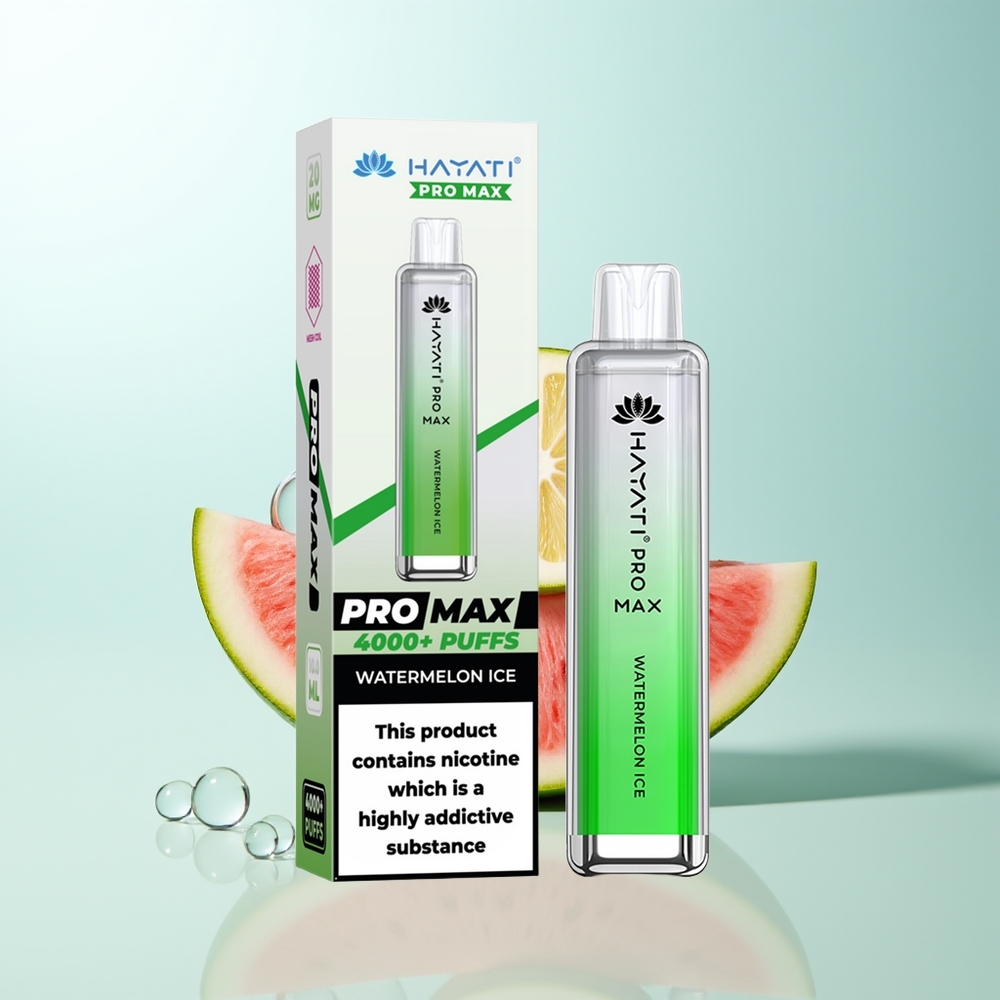 Hayati Pro Max 4000 Caladas Vape Desechable Sandía Hielo Batería Recargable 1400mAh Dual 11 Ohm