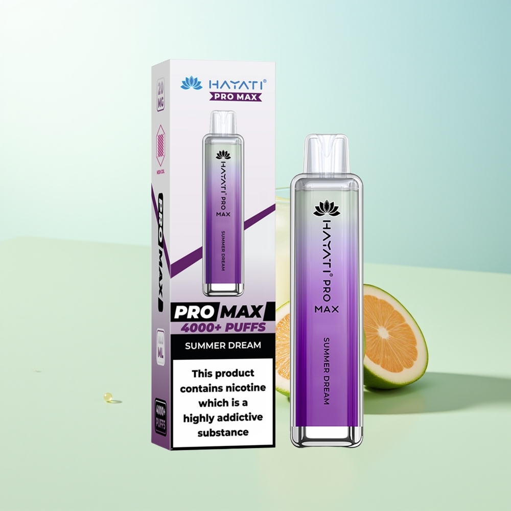 Hayati Pro Max 4000 Caladas Vape Sueño de Verano Recargable LED Cristal 2ml/10ml 5 Nicotina