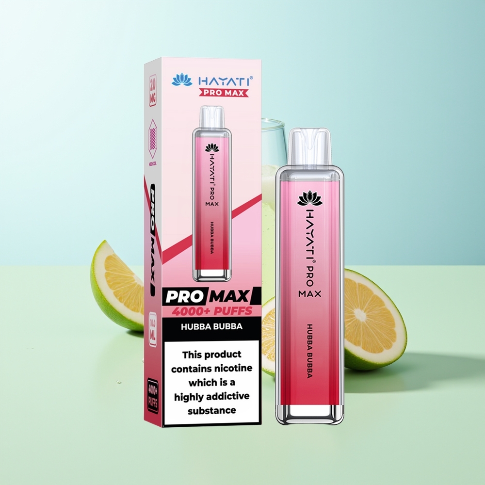 Hayati Pro Max 4000 Chicles Burbuja Vape Recargable LED Cristal 2ml/10ml