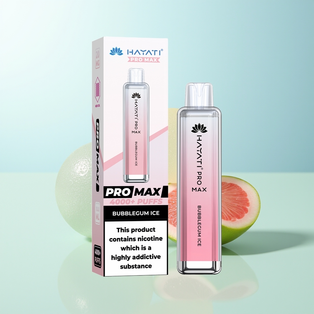 Hayati Pro Max 4000 Chicles de Hielo Vape Desechable Recargable LED Dual Coil