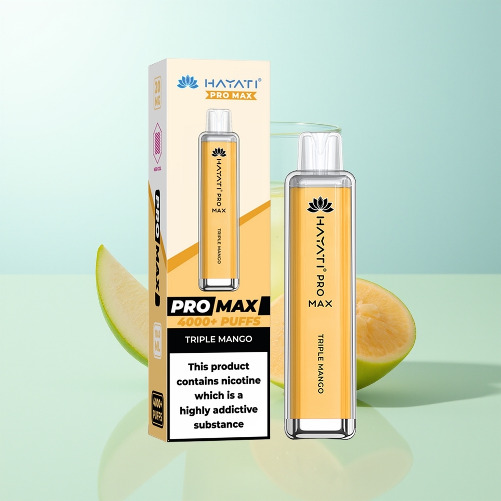 Hayati Pro Max 4000 Puffs Triple Mango Disposable Vape Recargable con Batería de 1400mAh y LED