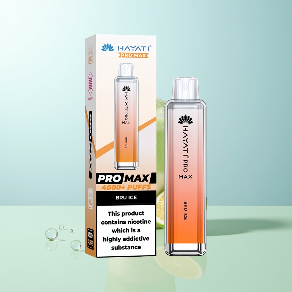 Hayati Pro Max 4000 Puffs Vape Desechable Bru Hielo con Batería Recargable 1400mAh y Doble Bobina Mesh 11 Ohm