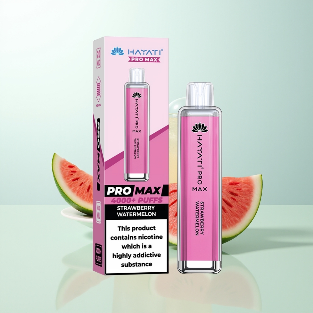 Hayati Pro Max 4000 Puffs Vape Desechable Fresa Sandía LED Recargable 2ml/10ml