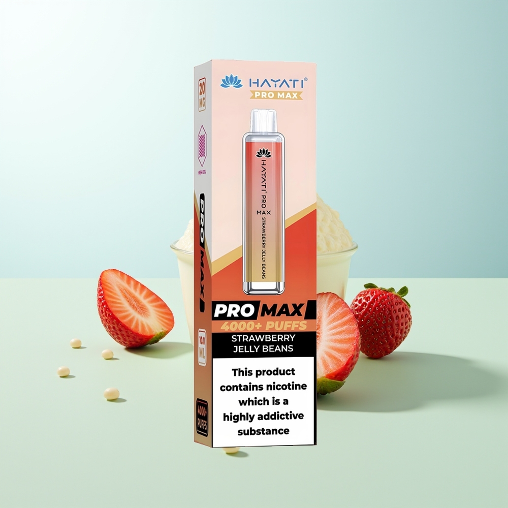 Hayati Pro Max 4000 Puffs Vape Desechable Fresas con Gominolas Recargable con LED y Doble Bobina