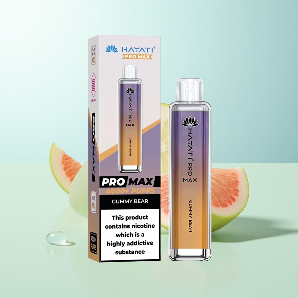 Hayati Pro Max 4000 Puffs Vape Osito de Goma Recargable con Batería 1400mAh y LED