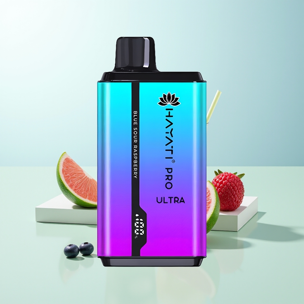 Hayati Pro Ultra 15000 Puffs Vape Desechable Arándano Fresa Mentolado Frambuesa Menta Azul