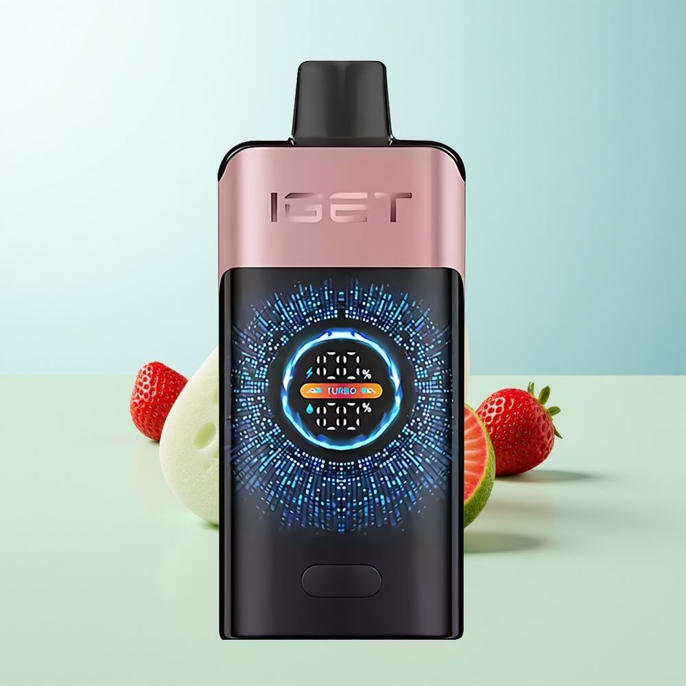 IGET ONE 12000 Puffs Vape Desechable Chupa Chups Fresa Pantalla Curva Grande 2700 mAh 06 ohm Dual Mesh