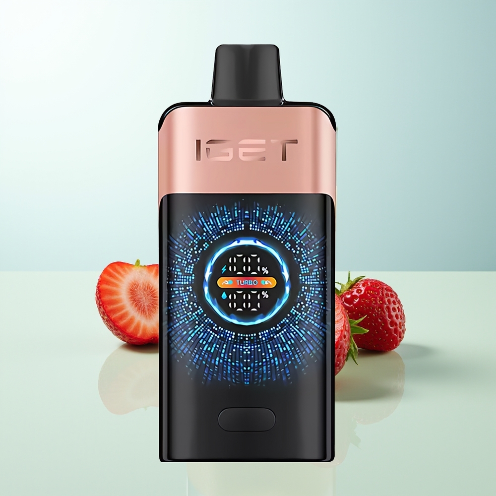 IGET ONE 12000 Puffs Vape Desechable Fresa Frambuesa Pantalla Curva Grande 2700mAh