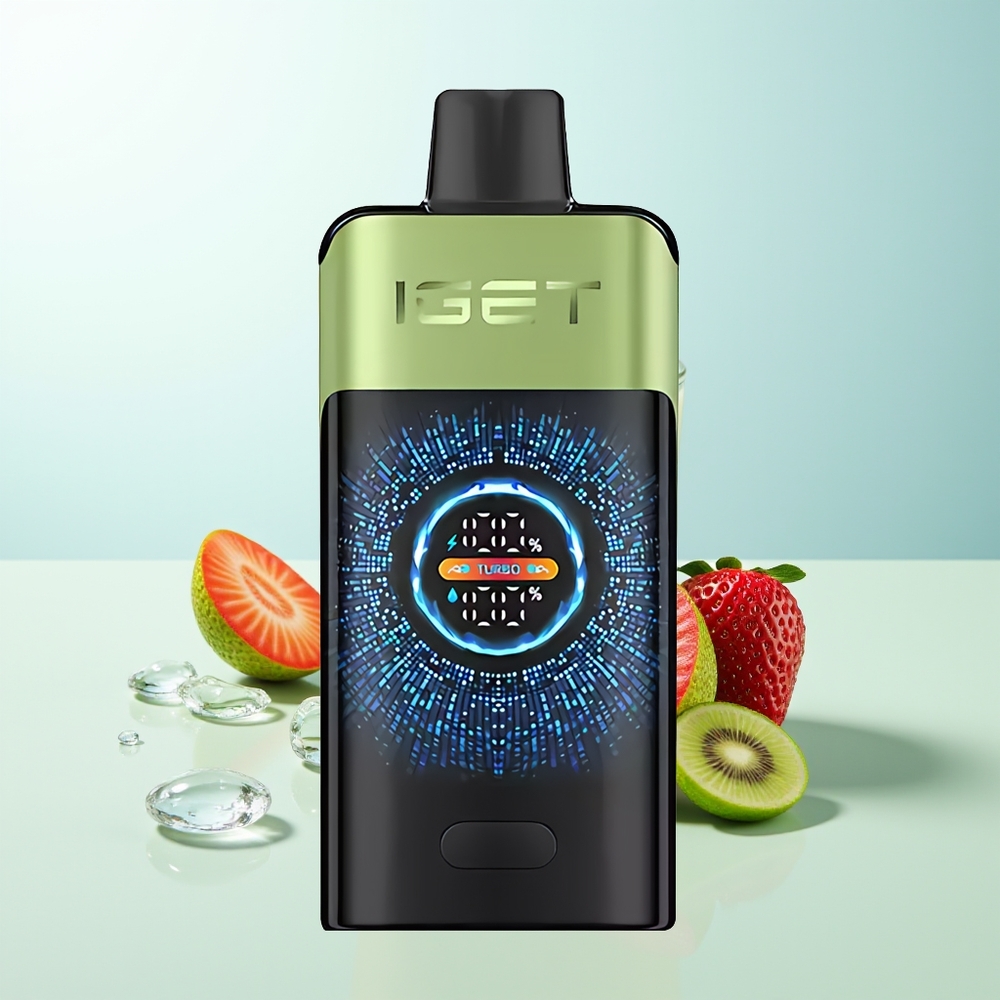 IGET ONE 12000 Puffs Vape Desechable Fresa Kiwi Hielo con Pantalla Curva a Color Grande y Batería de 2700 mAh