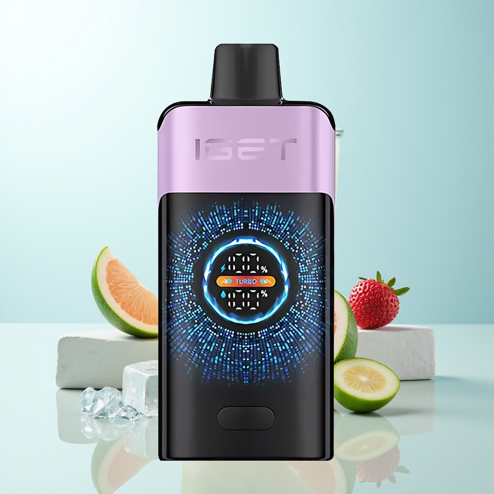 IGET UNO 12000 Puffs Vape Desechable Frutas del Bosque Heladas con Pantalla Curva a Color Grande y Batería de 2700 mAh