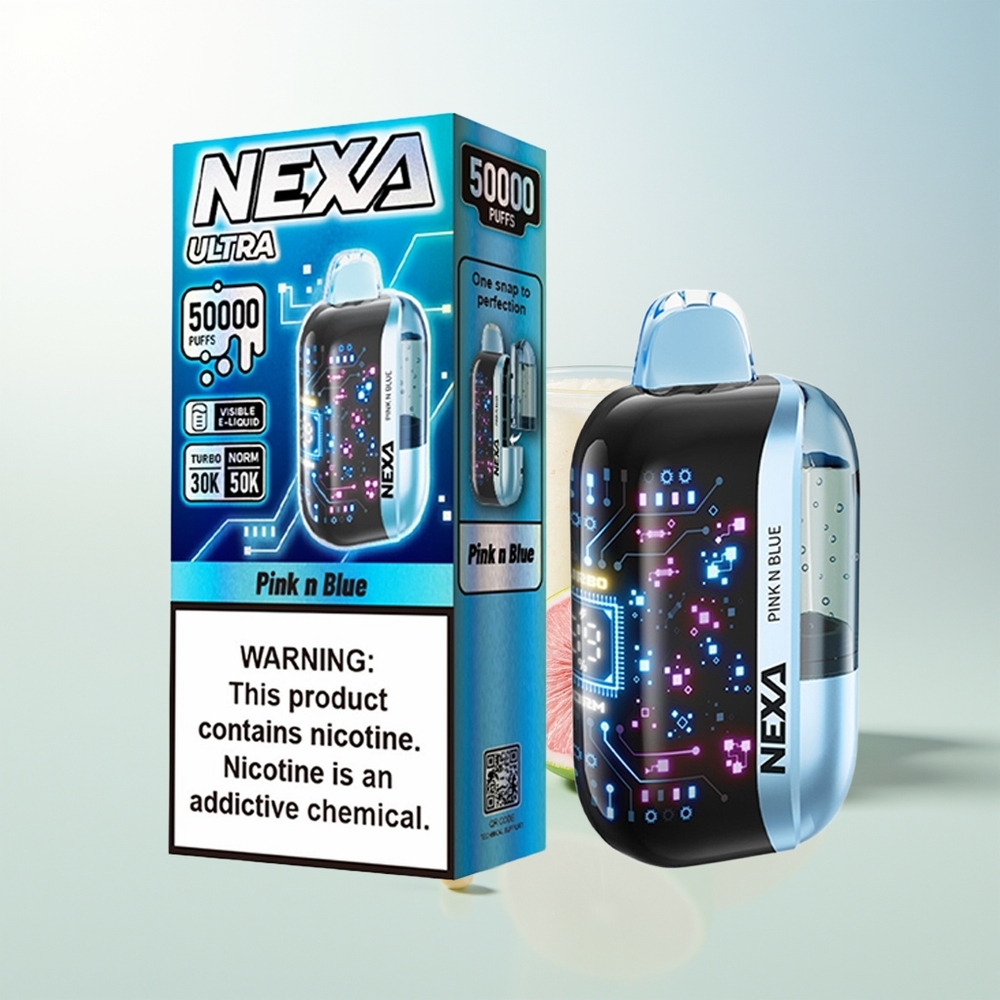 NEXA Ultra 50000 Chuffs Rosa y Azul 20ml 800mAh 5 Nicotina 09ohm Dual Mesh Pantalla 3D Tipo-C
