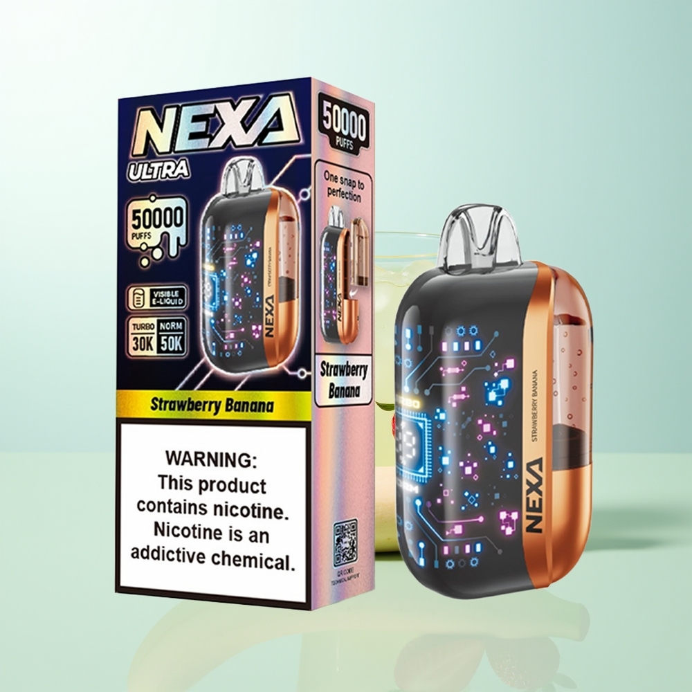 NEXA Ultra 50000 Chupadas Fresa Plátano 20ml 800mah 5 09ohm Pantalla 3D Tipo-C