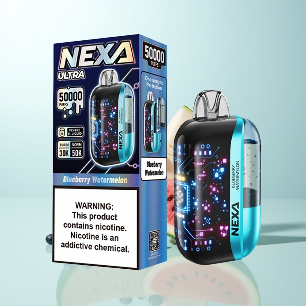 NEXA Ultra 50000 Puffs Arándano Sandía 20ml 800mah 5 Tipo-C Pantalla 3D