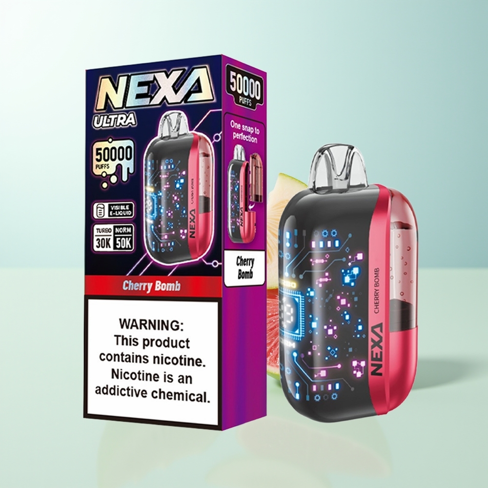 NEXA Ultra 50000 Puffs Bomba de Cereza Pantalla Curva 3D Carga Tipo-C