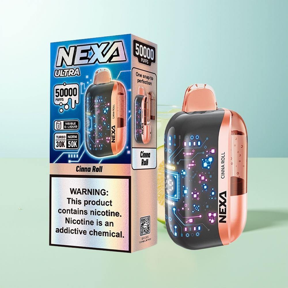 NEXA Ultra 50000 Puffs Canela Rollo 20ml 800mah 5 09ohm Pantalla 3D Tipo-C