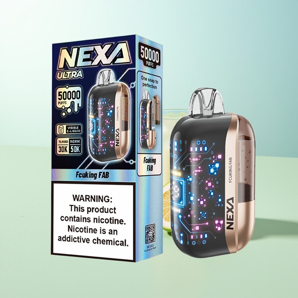 NEXA Ultra 50000 Puffs Fcuking Fab 20ml 800mAh 5 Nicotina 09ohm Pantalla 3D Tipo-C