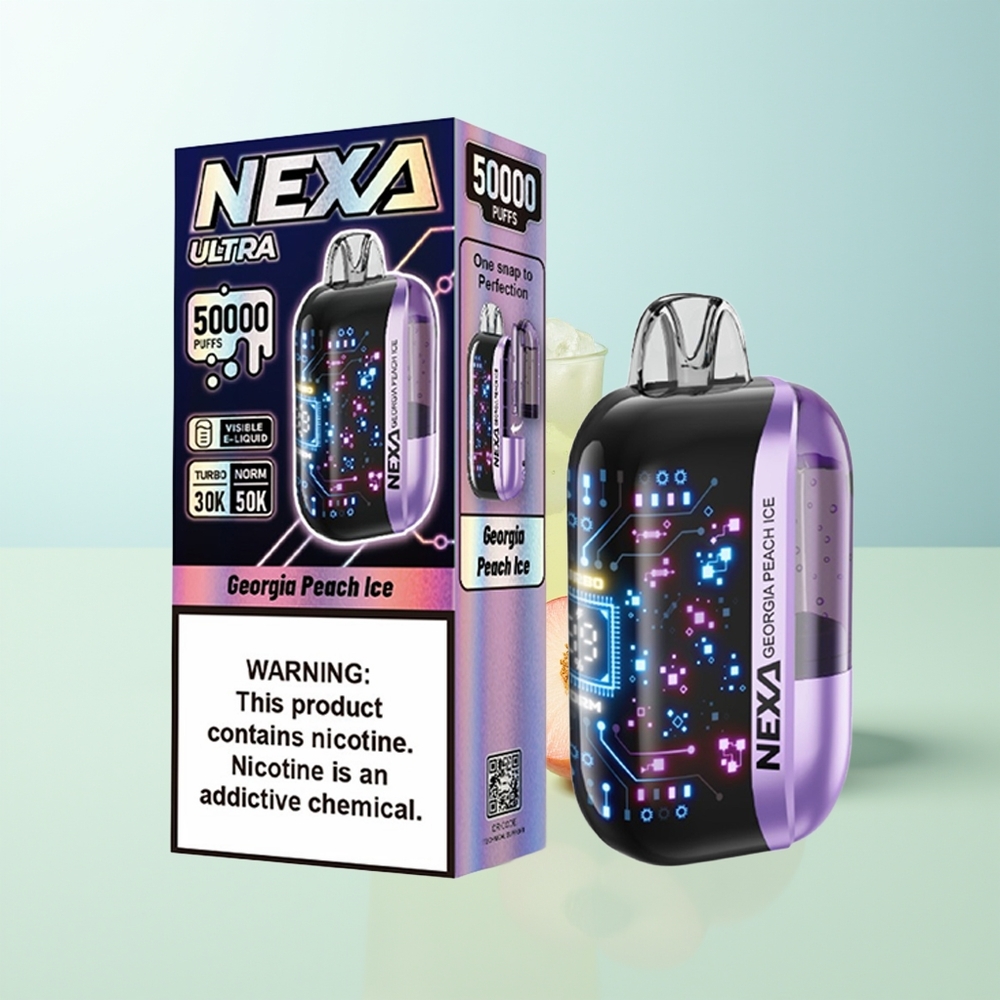 NEXA Ultra 50000 Puffs Melocotón Helado de Georgia con Pantalla Curva 3D Carga Tipo-C Batería 800mah Resistencia 09ohm