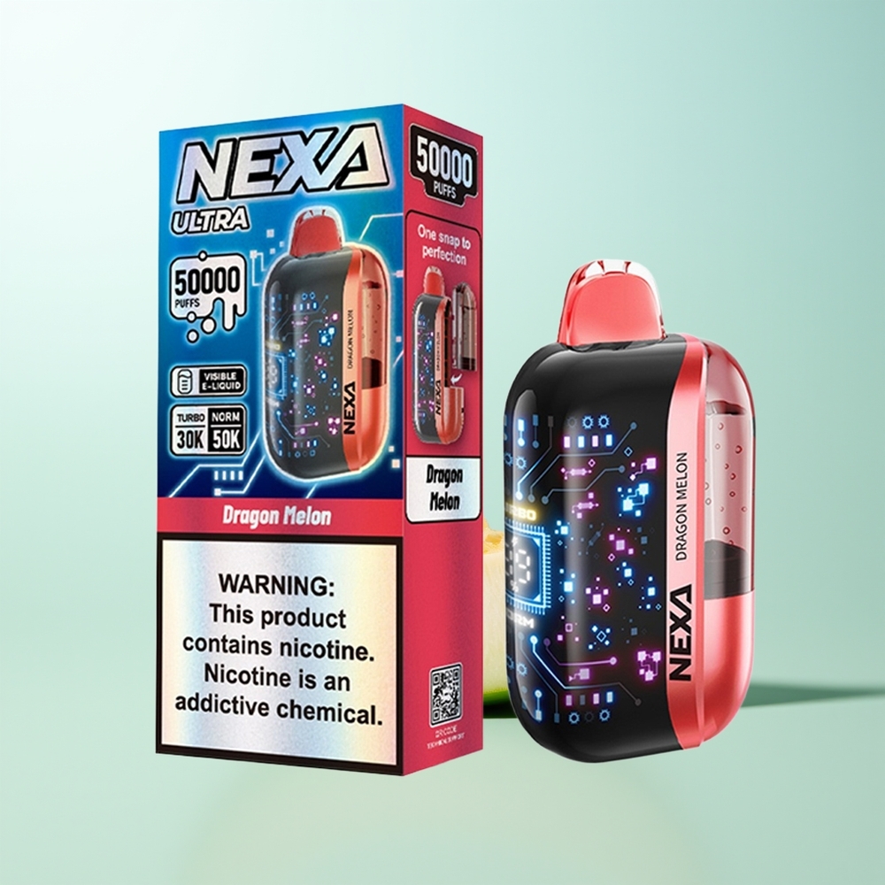 NEXA Ultra 50000 Puffs Melón Dragón Vape Desechable con Pantalla 3D Tipo-C 20ml 5 Nicotina
