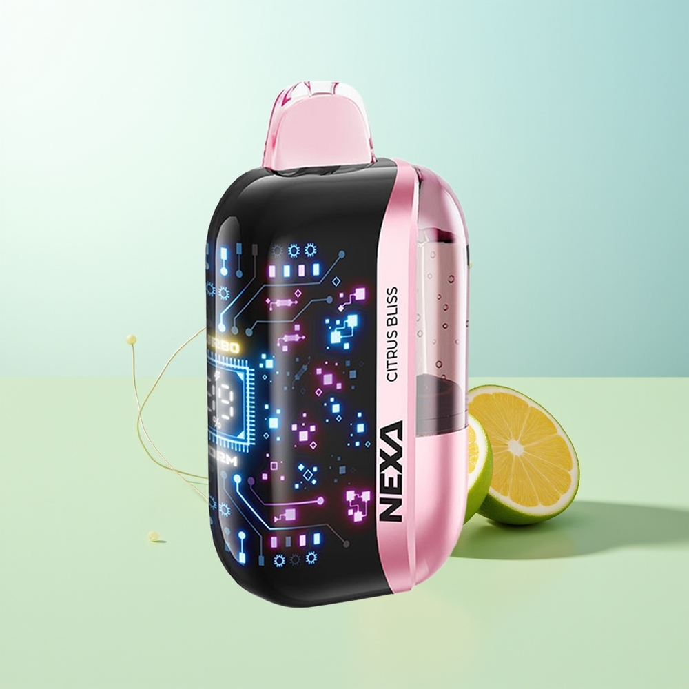 NEXA Ultra 50000 Puffs Vape Cítrico Feliz con 20ml 800mAh 5 Nicotina Doble Malla 09ohm y Pantalla Curva 3D