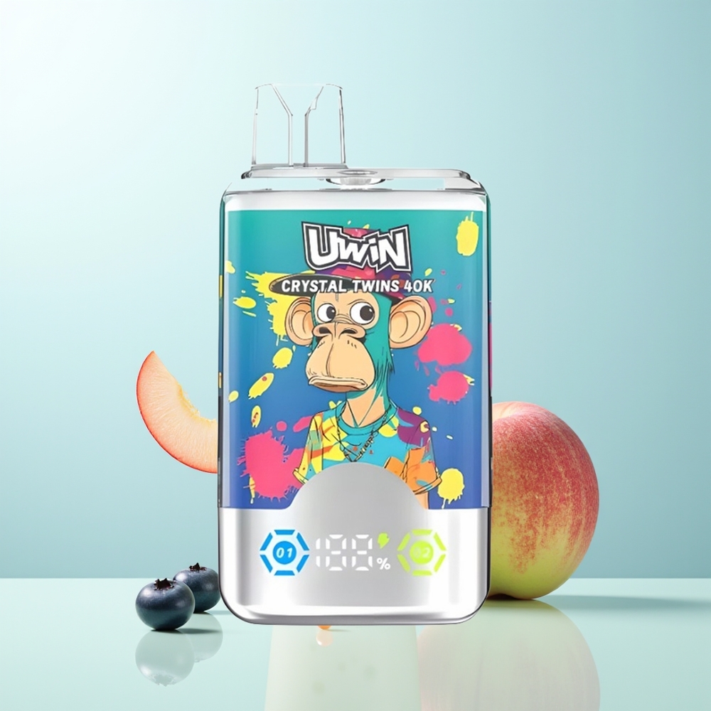 UWIN Crystal Twins 40000 Bocados Arándano Helado Melocotón Helado de Verano Doble Sabor Recargable