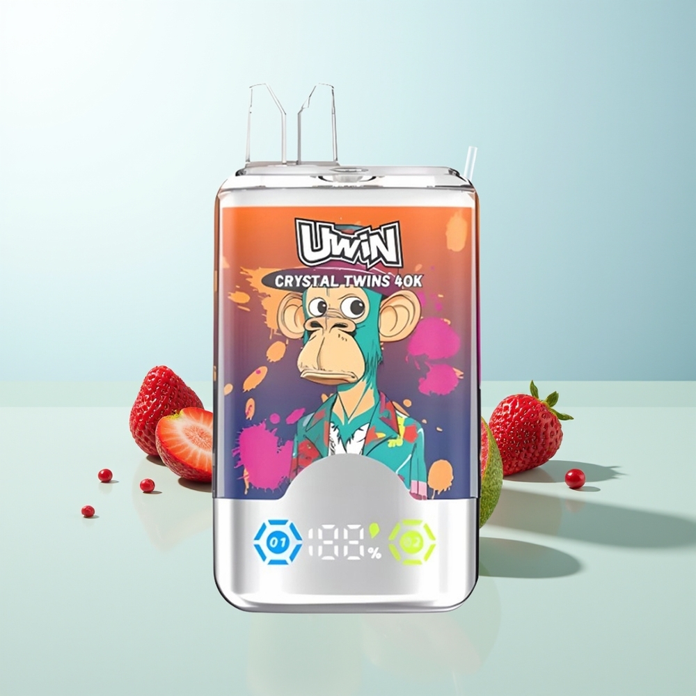 UWIN Crystal Twins 40000 Puffs Fresa Frambuesa Cereza Sr Azul Dual Mesh Recargable 32ml