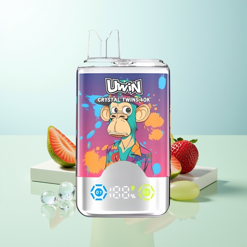UWIN Crystal Twins 40000 Puffs Fresa Kiwi Uva Helada Doble Sabor 32ml Recargable 850mAh