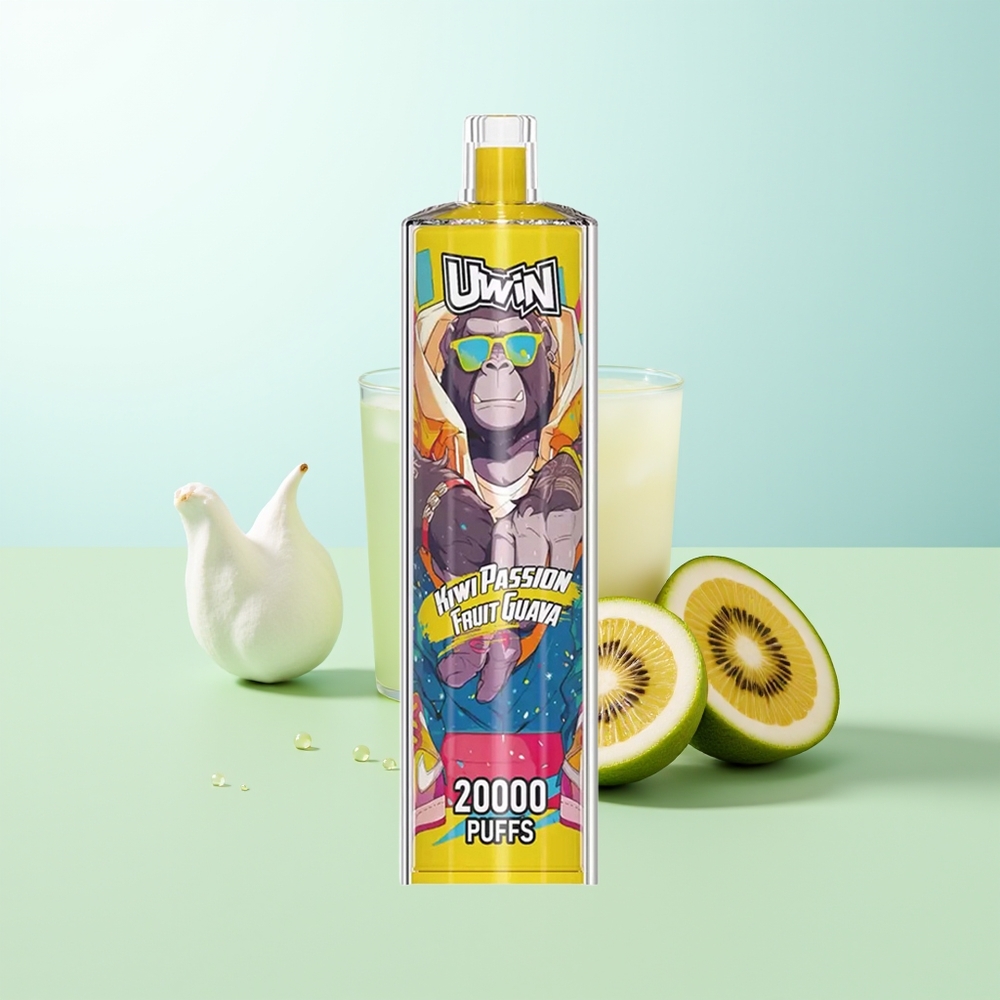 UWIN Shisha Hookah Crystal 20000 Bocas Kiwi Maracuyá Guayaba Recargable Tipo-C Malla 22ml