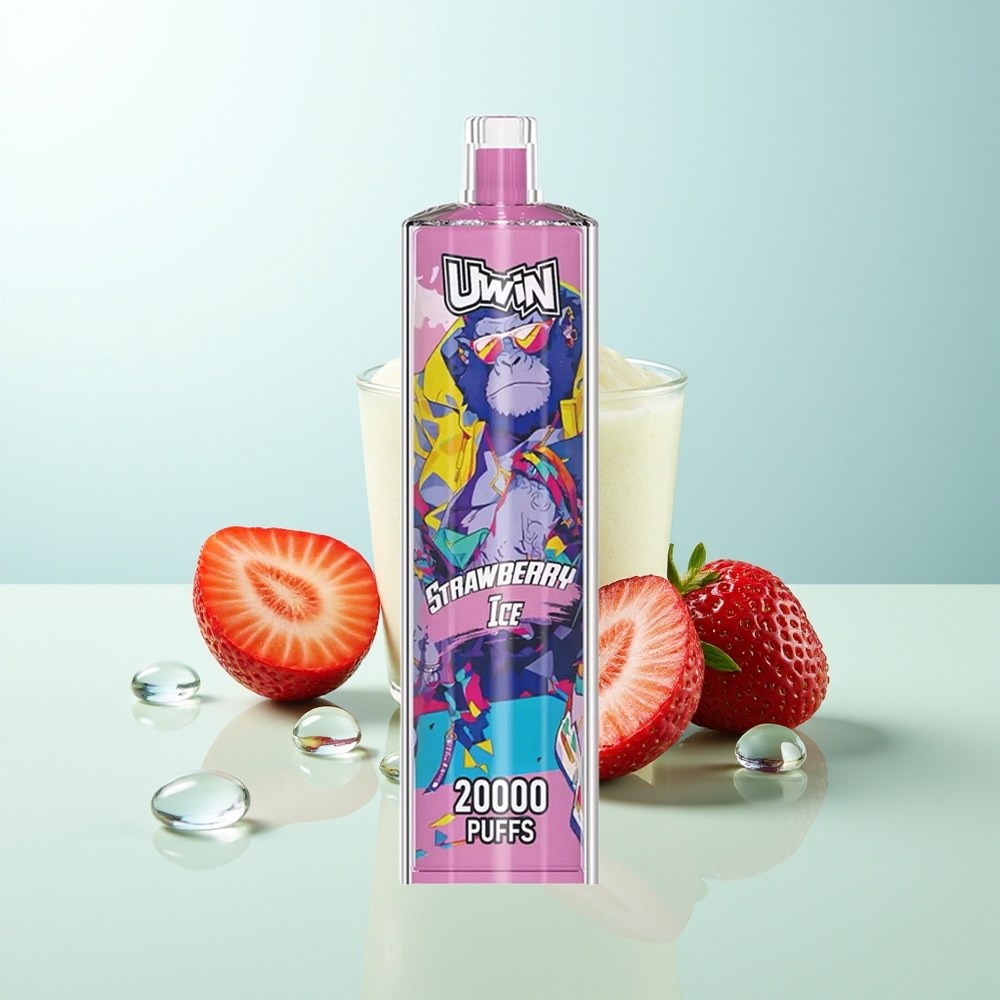 UWIN Shisha Hookah Crystal 20000 Puffs Fresa Hielo 0 Nicotina 22ml Recargable 650mAh Tipo-C Malla