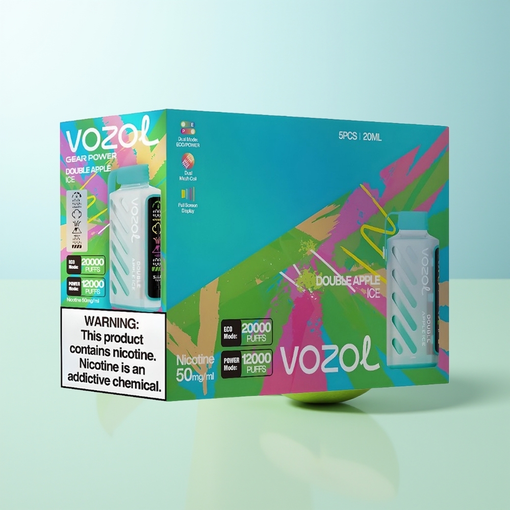 VOZOL Gear Power 20000 Caladas Doble Manzana Hielo Pantalla Completa Dual Mesh Coil 20mL 5 Nicotina