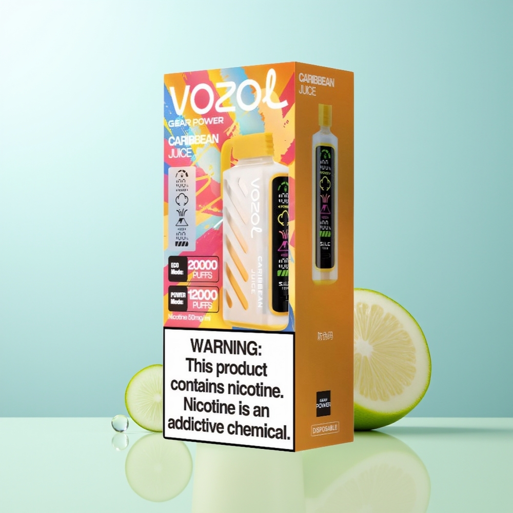 VOZOL Gear Power 20000 Caladas Jugo Caribeño Pantalla Completa Dual Mesh Coil 20mL 5