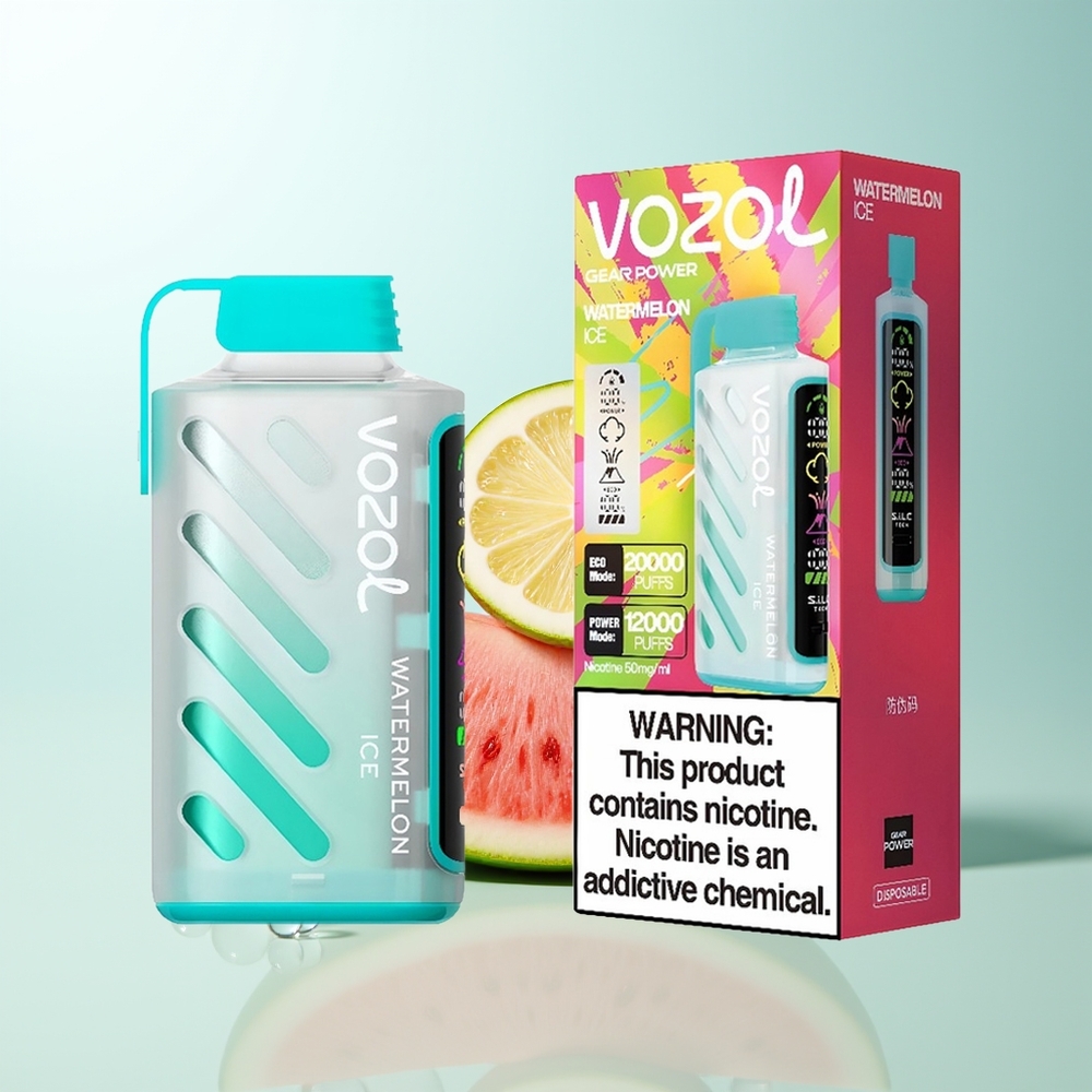 VOZOL Gear Power 20000 Caladas Vape Sandía Helada con Tecnología SiLC Pantalla Completa Doble Malla y 20mL