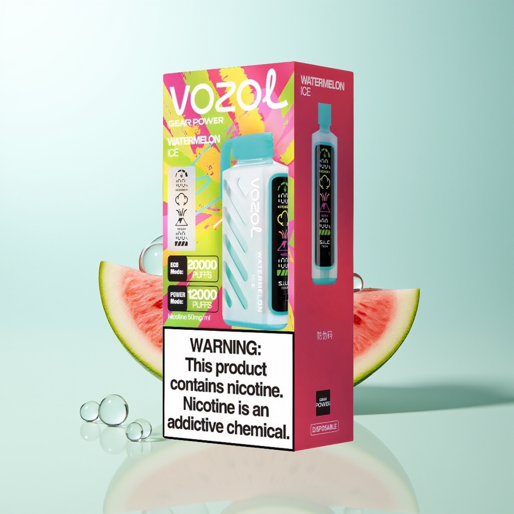 VOZOL Gear Power 20000 Caladas Vape Sandía Helada con Tecnología SiLC Pantalla Completa Doble Malla y 20mL