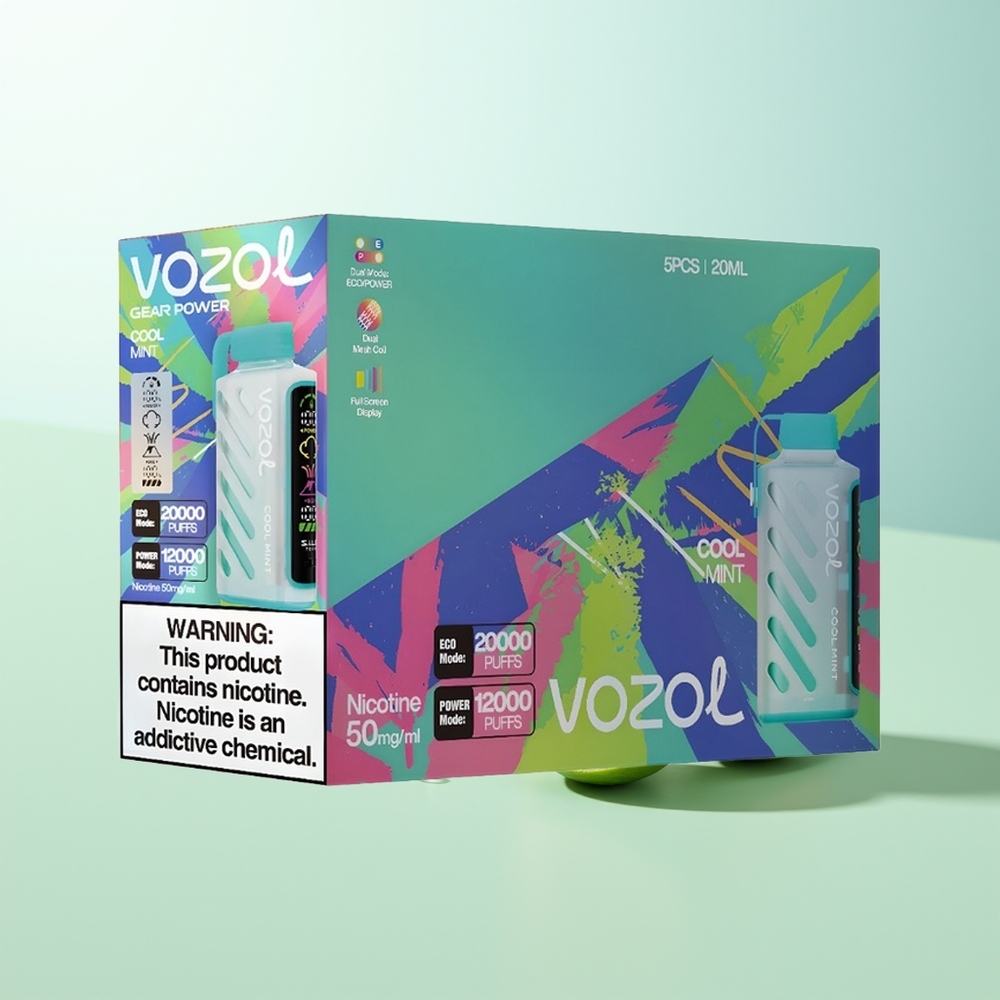VOZOL Gear Power 20000 Puffs Menta Refrescante Pantalla Completa Dual Mesh Coil 20mL 5