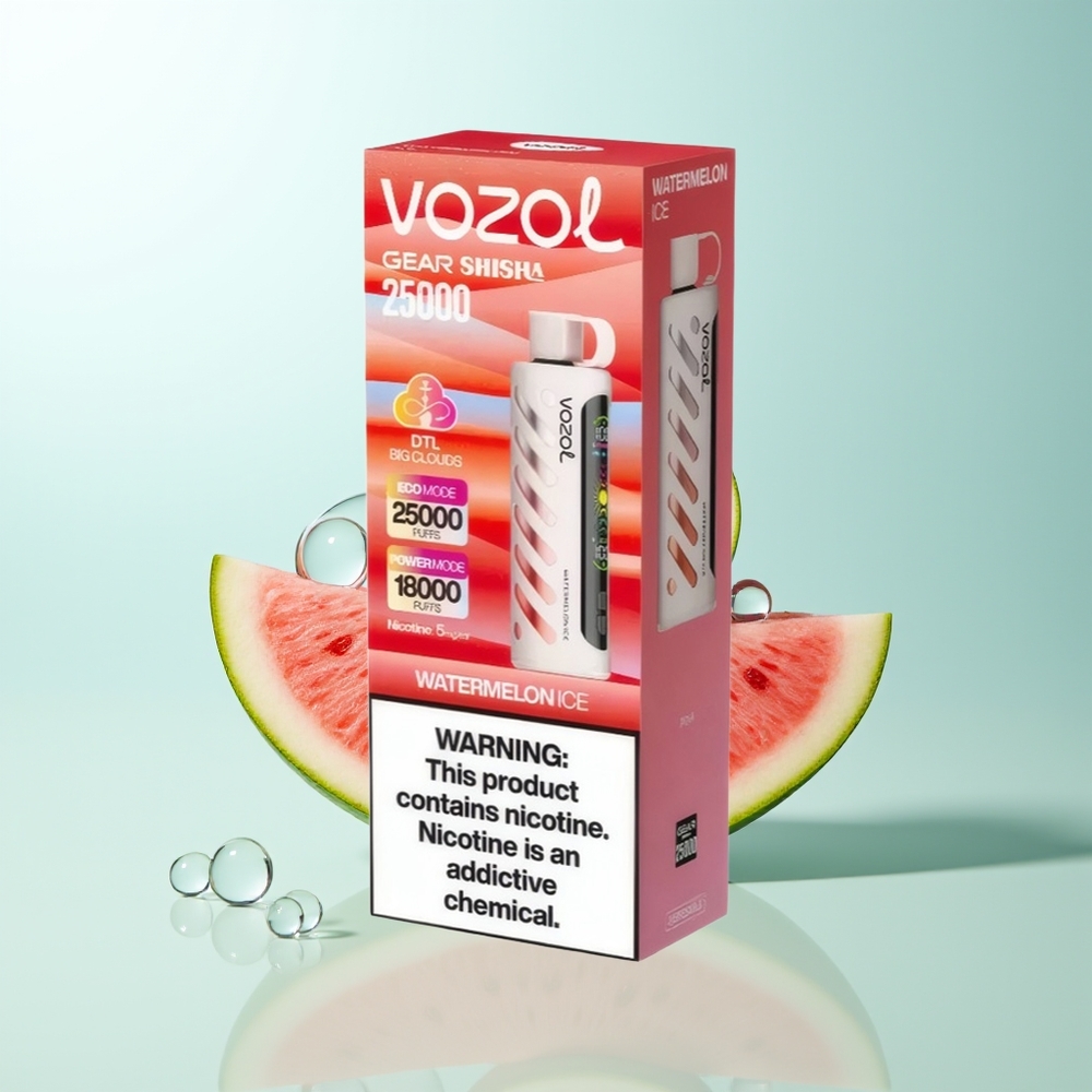 VOZOL Gear Shisha 25000 Caladas Sandía Helada SiLC Tech Doble Malla 5mg/ml 1000mAh