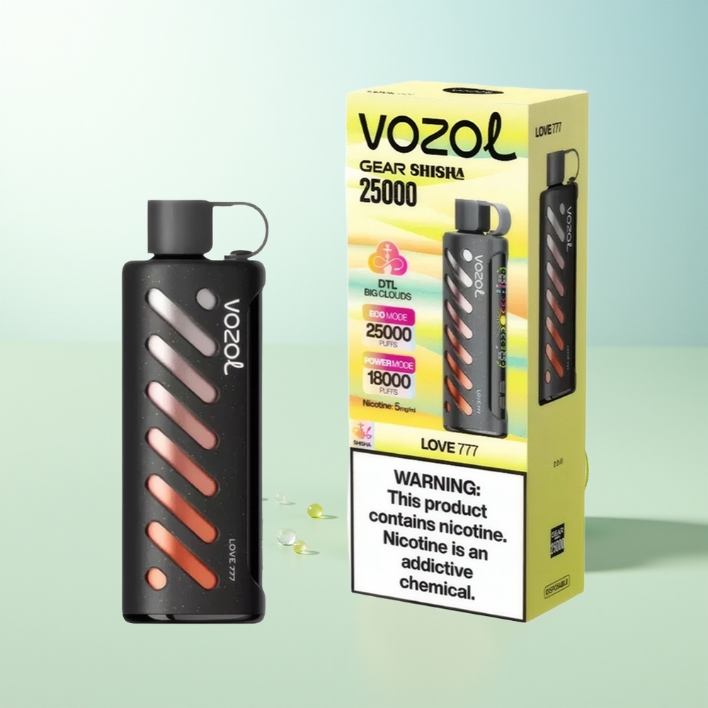 VOZOL Gear Shisha 25000 Puffs 30 Sabores Deliciosos Amor 777 Dual Modes SiLC Tech 1000mAh 5mg/ml