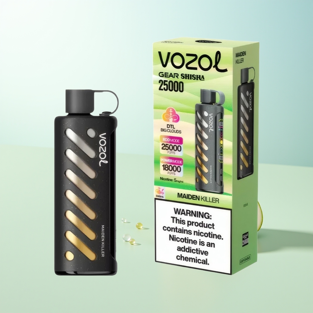 VOZOL Gear Shisha 25000 Puffs 30 Sabores Deliciosos Chip Inteligente SiLC Tech Modos Dual Mesh Batería 1000mAh Nicotina 5mg/ml Asesino de Doncellas