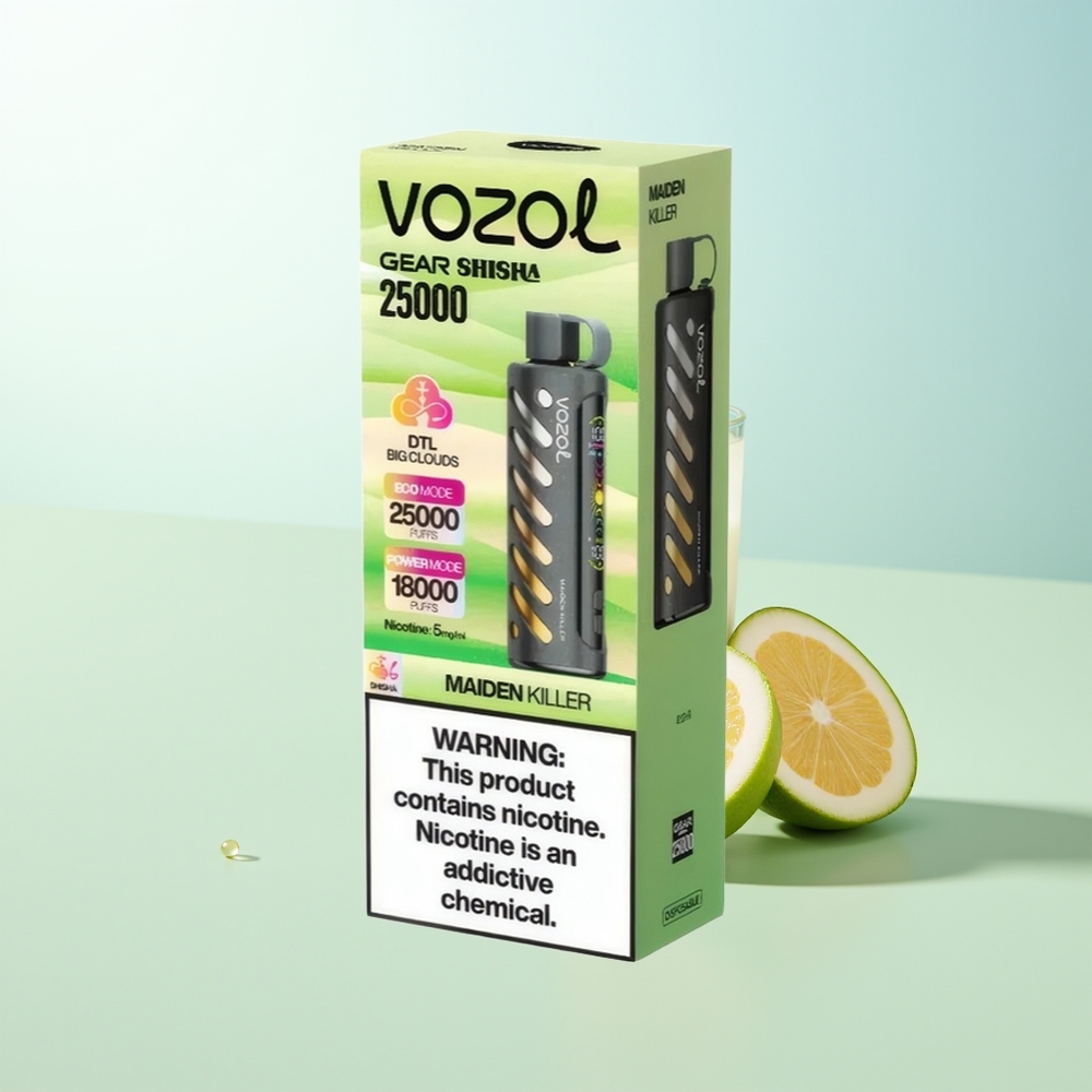 VOZOL Gear Shisha 25000 Puffs 30 Sabores Deliciosos Chip Inteligente SiLC Tech Modos Dual Mesh Batería 1000mAh Nicotina 5mg/ml Asesino de Doncellas