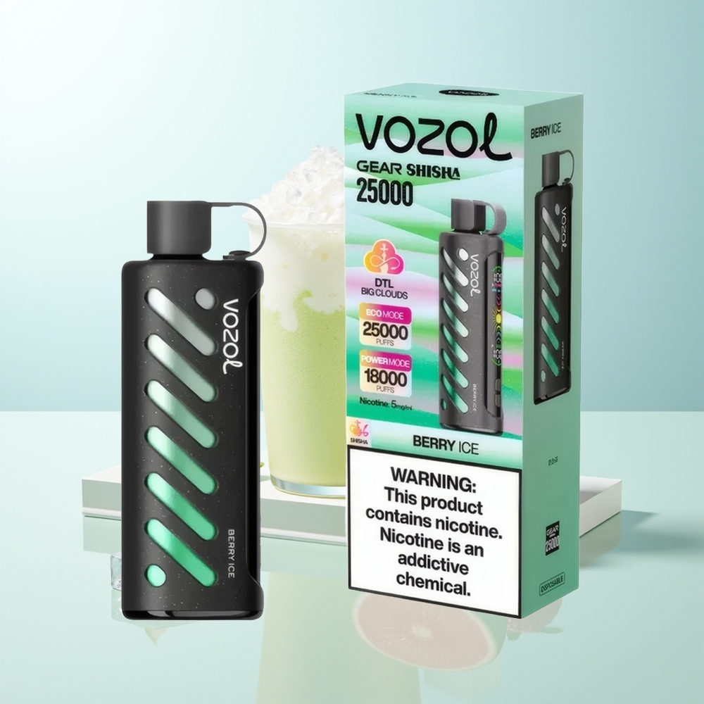 VOZOL Gear Shisha 25000 Puffs Bayas Hielo Shisha Doble Malla SiLC Tech 1000mAh 5mg/ml