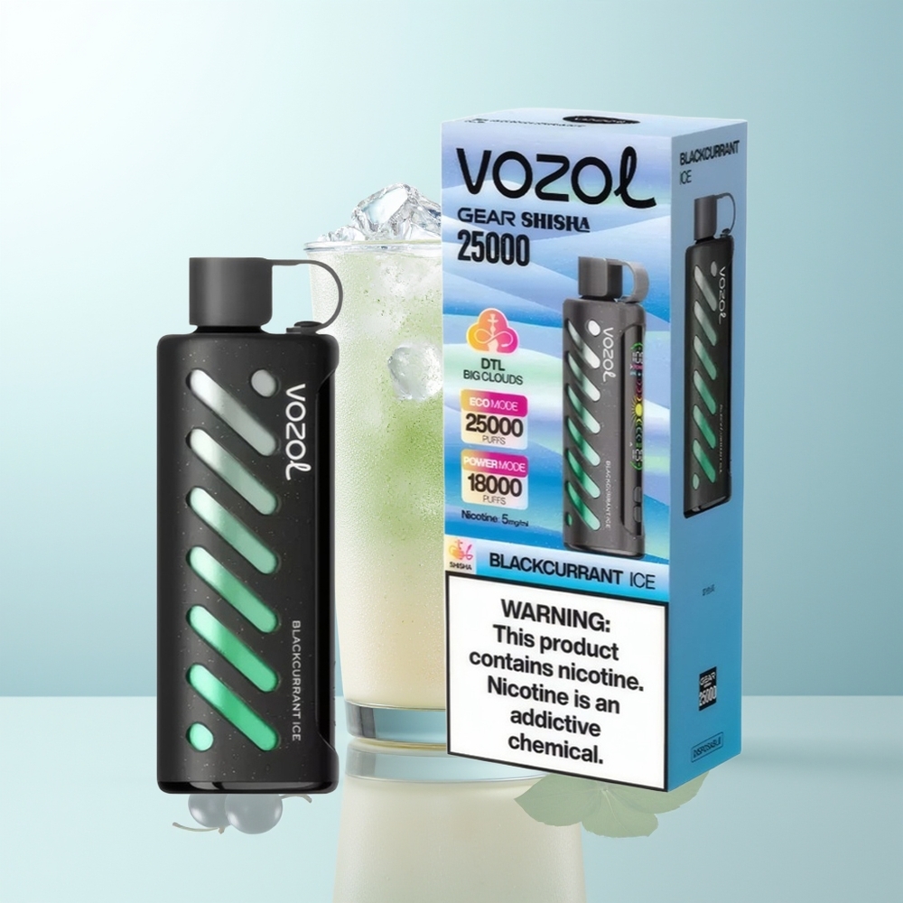 VOZOL Gear Shisha 25000 Puffs Cassis Hielo Chip SiLC Tech Dual Mesh 1000mAh 5mg