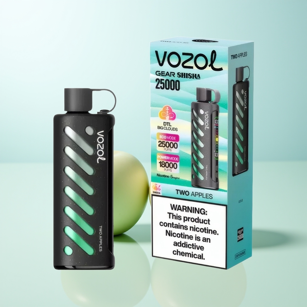 VOZOL Gear Shisha 25000 Puffs Dos Manzanas Dual Mesh SiLC Tech 1000mAh 5mg/ml