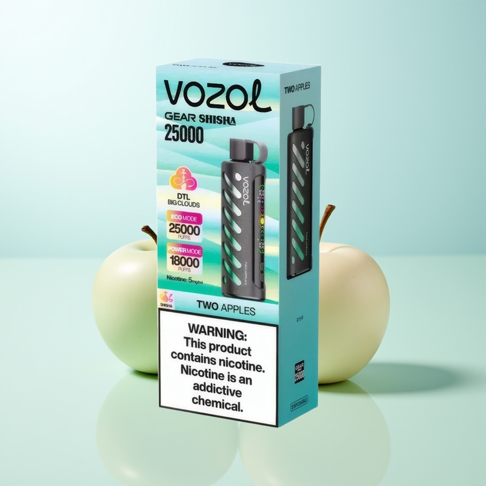 VOZOL Gear Shisha 25000 Puffs Dos Manzanas Dual Mesh SiLC Tech 1000mAh 5mg/ml