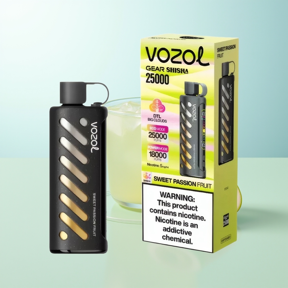 VOZOL Gear Shisha 25000 Puffs Dulce Fruta de la Pasión SiLC Tech Dual Mesh 5mg/ml