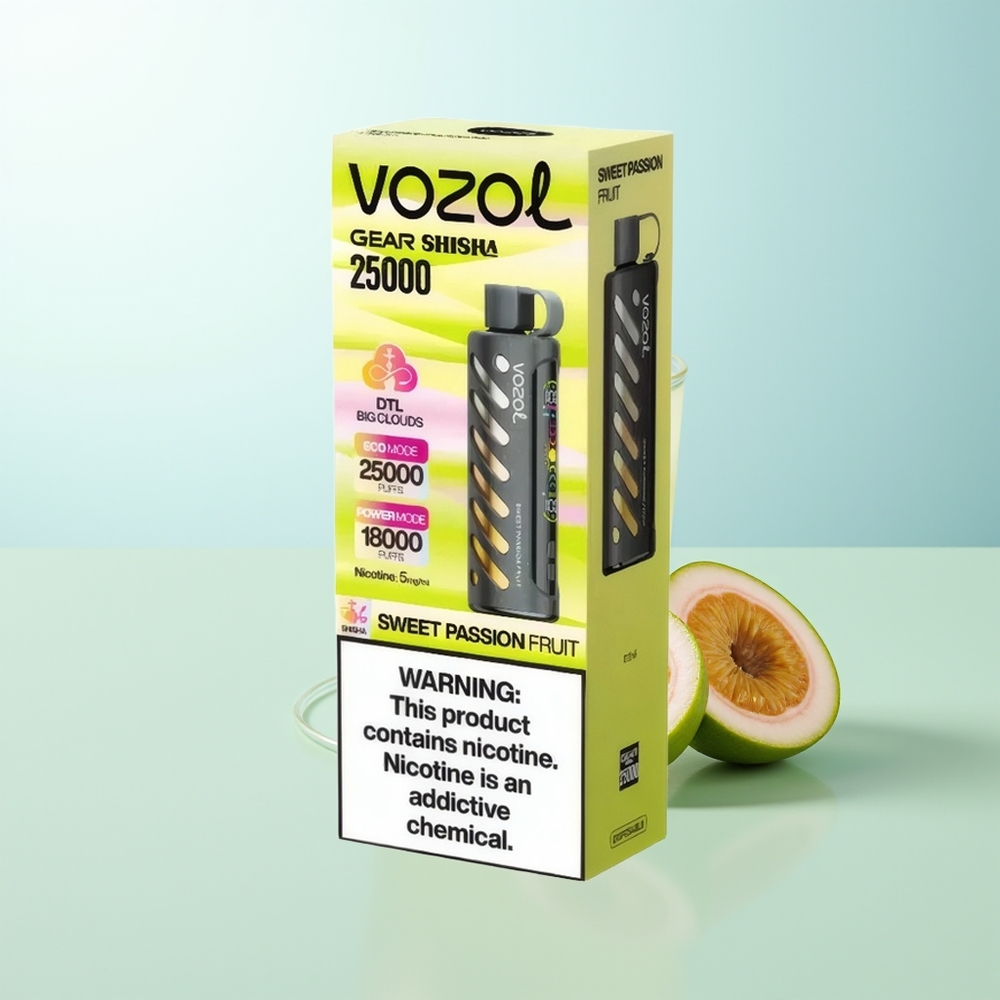 VOZOL Gear Shisha 25000 Puffs Dulce Fruta de la Pasión SiLC Tech Dual Mesh 5mg/ml