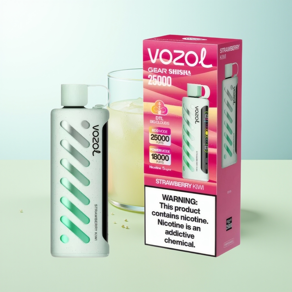 VOZOL Gear Shisha 25000 Puffs Fresa Kiwi Dual Mesh SiLC Tech 1000mAh 5mg