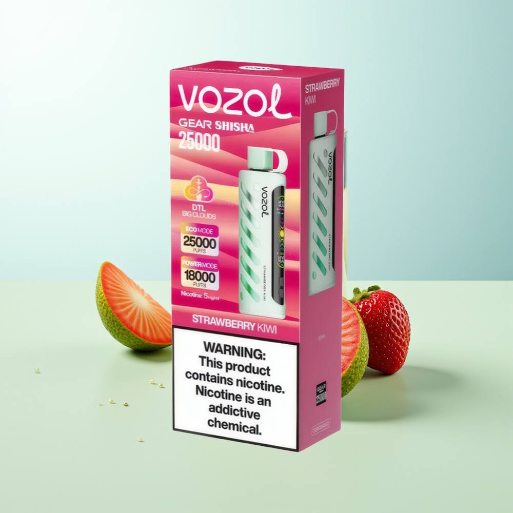 VOZOL Gear Shisha 25000 Puffs Fresa Kiwi Dual Mesh SiLC Tech 1000mAh 5mg
