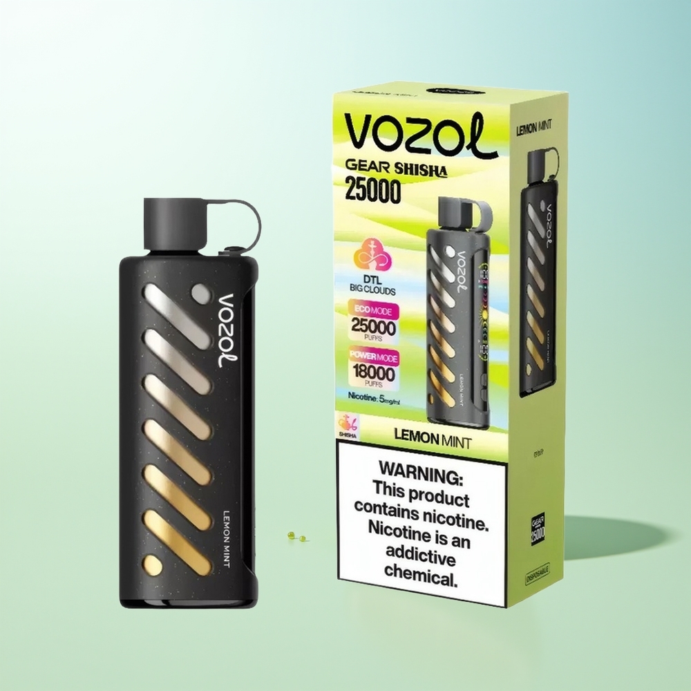 VOZOL Gear Shisha 25000 Puffs Limón Menta Dual Mesh SiLC Tech 5mg/ml