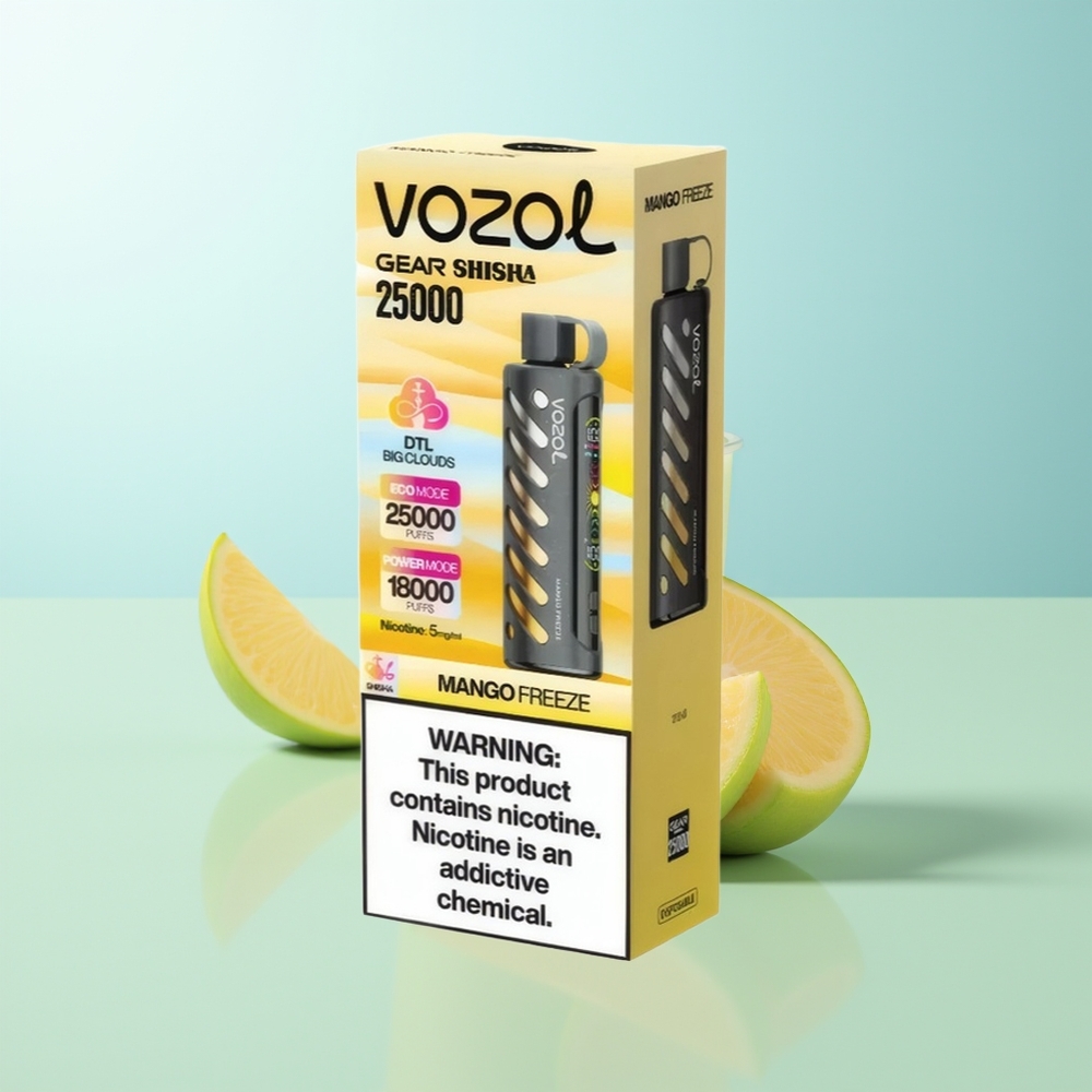VOZOL Gear Shisha 25000 Puffs Mango Congelado SiLC Tech Dual Mesh 5mg/ml 1000mAh
