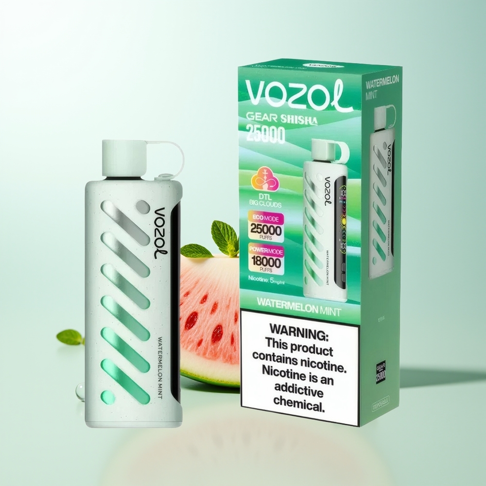 VOZOL Gear Shisha 25000 Puffs Sandía Menta Chip Inteligente SiLC Tech Dual Mesh 1000mAh 5mg/ml